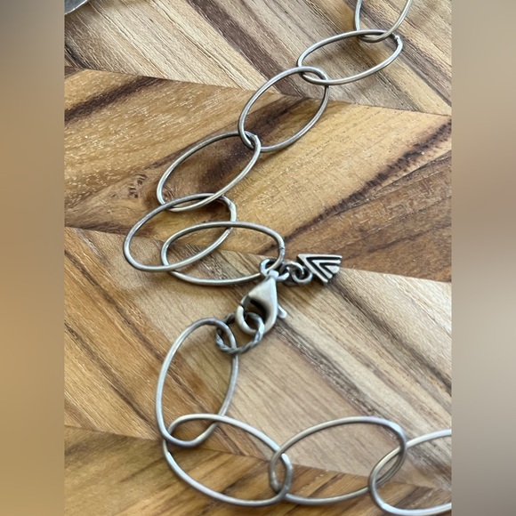 Oxidized Brushed Oval Links Sterling Silver Necklace - Picture 2 of 4